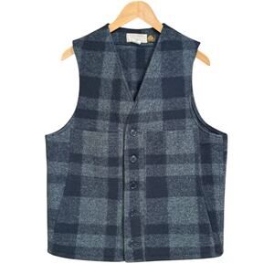 Filson Mackinaw Wool Vest Charcoal Black Heritage Plaid Size 42 M Medium Vintage